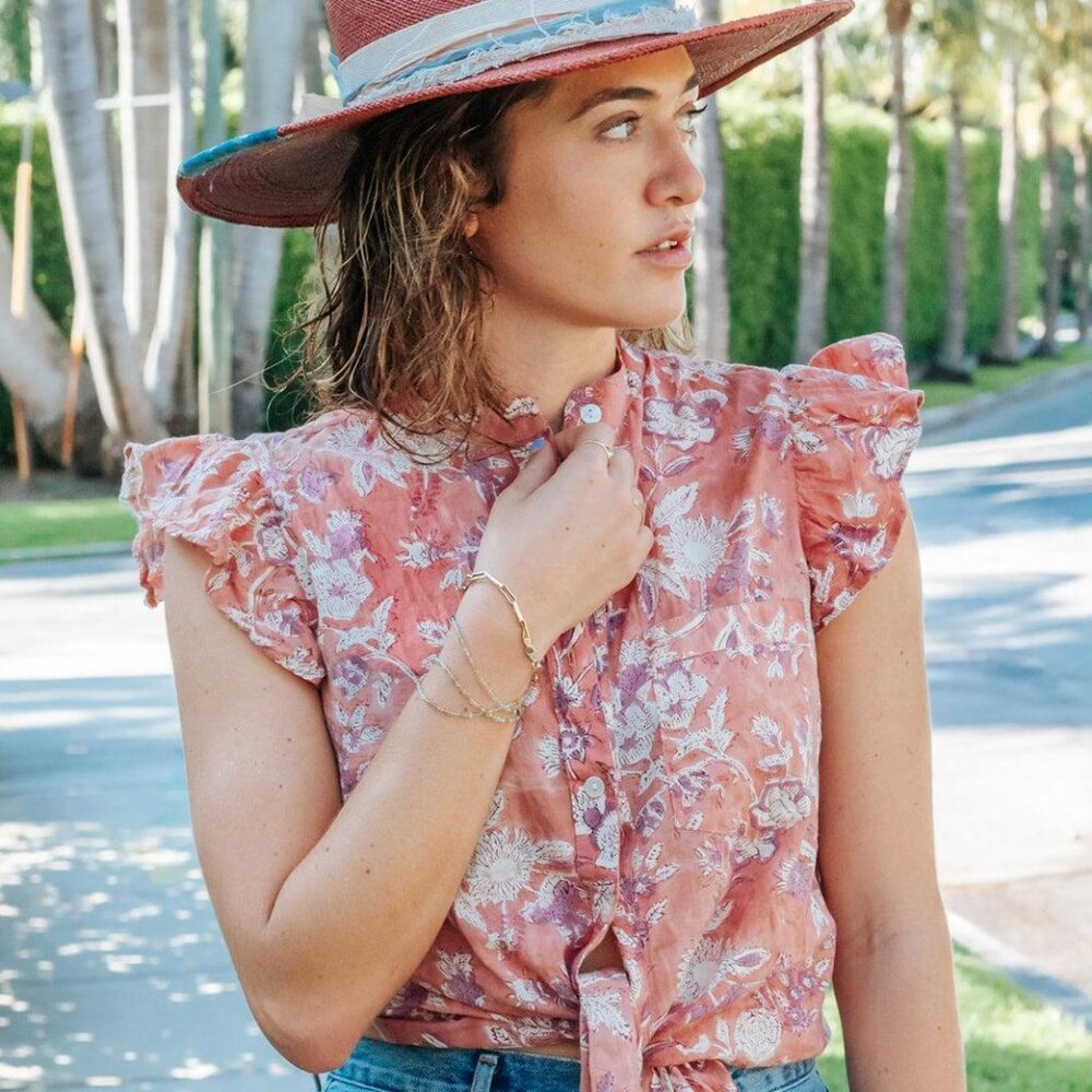 Celia Top - Dusty Red Floral